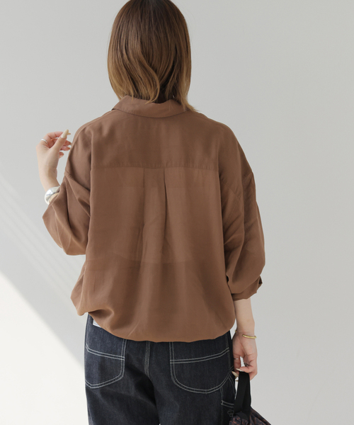 JOURNAL STANDARD relume(ジャーナルスタンダード レリューム)の「ソフトボイルドロストショートシャツ(シャツ/ブラウス・レディース・ネイビー/ピンク/ブラウン・FREE)」の9枚目の写真