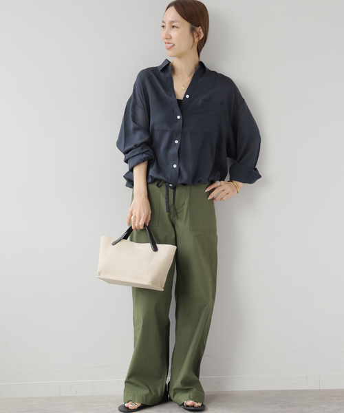 JOURNAL STANDARD relume(ジャーナルスタンダード レリューム)の「ソフトボイルドロストショートシャツ(シャツ/ブラウス・レディース・ネイビー/ピンク/ブラウン・FREE)」の10枚目の写真