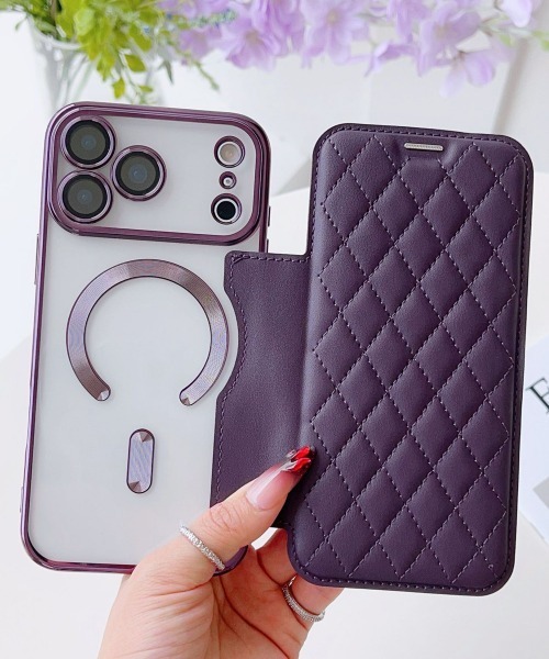 Fun & Daily（ファンアンドデイリー）の「Magsafe対応 Flap iPhone 17 Pro ProMax Cace / アイフォンケース（スマホケース/カバー・レディース・グレー/ブラウン/ブラック/パープル・iPhone 17 Pro Max/iPhone 17/iPhone 17 Pro）」の4枚目の写真
