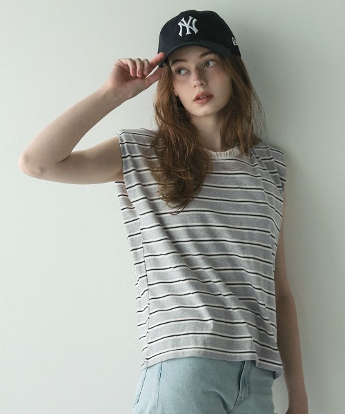 DONOBAN（ドノバン）の「パワーショルダーボータートップス（タンクトップ・レディース・ネイビー/ブラウン/グレー・ONE SIZE）」の5枚目の写真