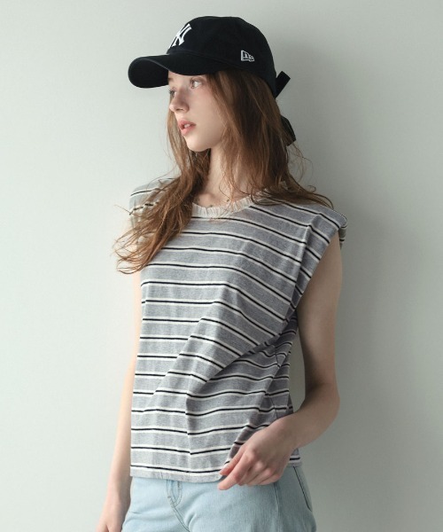 DONOBAN（ドノバン）の「パワーショルダーボータートップス（タンクトップ・レディース・ネイビー/ブラウン/グレー・ONE SIZE）」の8枚目の写真