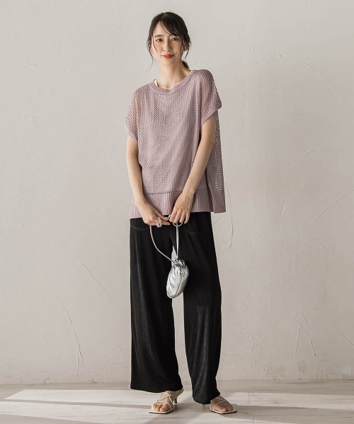 Droite lautreamont(ドロワットロートレアモン)の「【WEB限定】メッシュベスト×天竺タンクセット(ニット/セーター・レディース・パープル/ブラック/オフホワイト・M)」の16枚目の写真