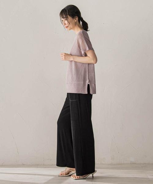 Droite lautreamont(ドロワットロートレアモン)の「【WEB限定】メッシュベスト×天竺タンクセット(ニット/セーター・レディース・パープル/ブラック/オフホワイト・M)」の18枚目の写真
