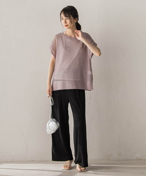 Droite lautreamont(ドロワットロートレアモン)の「【WEB限定】メッシュベスト×天竺タンクセット(ニット/セーター・レディース・パープル/ブラック/オフホワイト・M)」の17枚目の写真