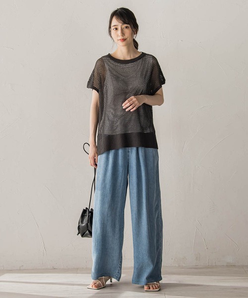 Droite lautreamont(ドロワットロートレアモン)の「【WEB限定】メッシュベスト×天竺タンクセット(ニット/セーター・レディース・パープル/ブラック/オフホワイト・M)」の8枚目の写真