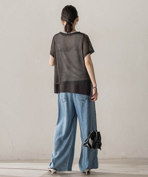 Droite lautreamont(ドロワットロートレアモン)の「【WEB限定】メッシュベスト×天竺タンクセット(ニット/セーター・レディース・パープル/ブラック/オフホワイト・M)」の11枚目の写真