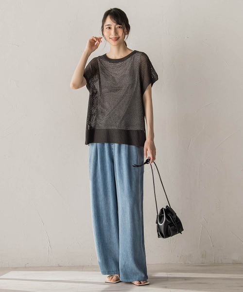 Droite lautreamont(ドロワットロートレアモン)の「【WEB限定】メッシュベスト×天竺タンクセット(ニット/セーター・レディース・パープル/ブラック/オフホワイト・M)」の9枚目の写真
