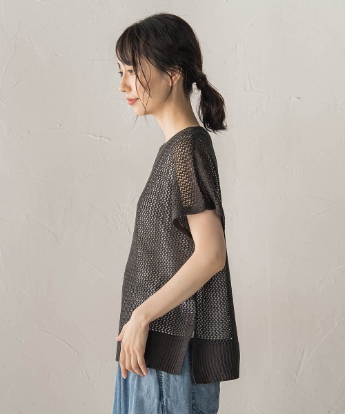 Droite lautreamont(ドロワットロートレアモン)の「【WEB限定】メッシュベスト×天竺タンクセット(ニット/セーター・レディース・パープル/ブラック/オフホワイト・M)」の6枚目の写真