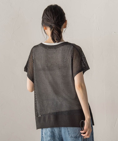 Droite lautreamont(ドロワットロートレアモン)の「【WEB限定】メッシュベスト×天竺タンクセット(ニット/セーター・レディース・パープル/ブラック/オフホワイト・M)」の7枚目の写真
