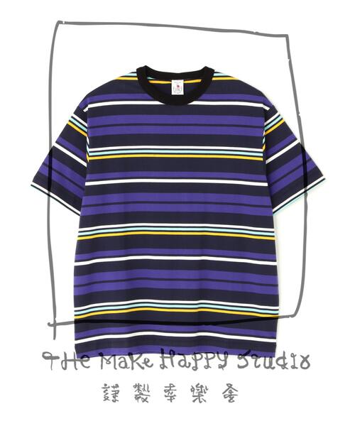The Make Happy Studio（ザメイクハッピーストゥディオ）の「The Make Happy Studio/ザメイクハッピーストゥディオ/BORDER CREWNECK TEE（Tシャツ/カットソー・メンズ・ブラウン/ネイビー・L/XL/M）」の5枚目の写真