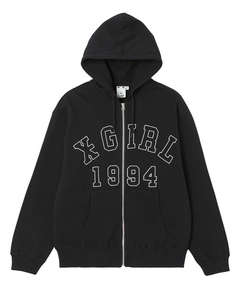 X-girl(エックスガール)の「LOGO PATCH AND STITCH ZIP UP SWEAT HOODIE(パーカー・レディース・アッシュ/ブラック・M/S)」の10枚目の写真
