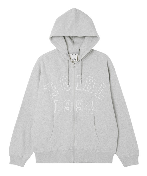 X-girl(エックスガール)の「LOGO PATCH AND STITCH ZIP UP SWEAT HOODIE(パーカー・レディース・アッシュ/ブラック・M/S)」の12枚目の写真