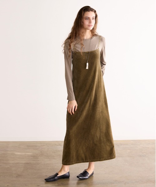 WALANCE(ワランス)の「COTTON VELOUR CAMSOLE DRESS(ワンピース・レディース・スミクロ/カーキ・FREE)」の9枚目の写真