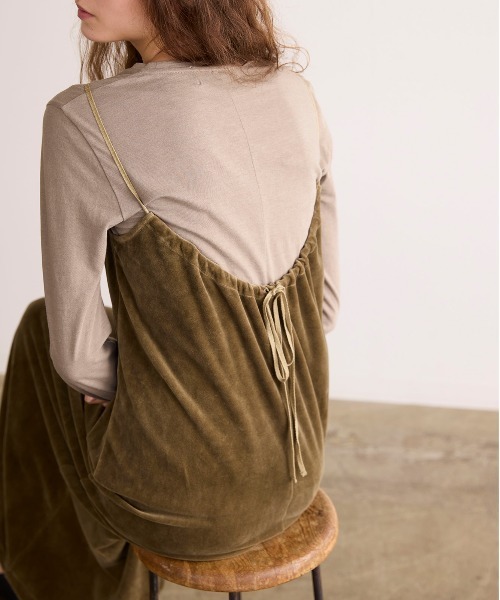 WALANCE(ワランス)の「COTTON VELOUR CAMSOLE DRESS(ワンピース・レディース・スミクロ/カーキ・FREE)」の10枚目の写真