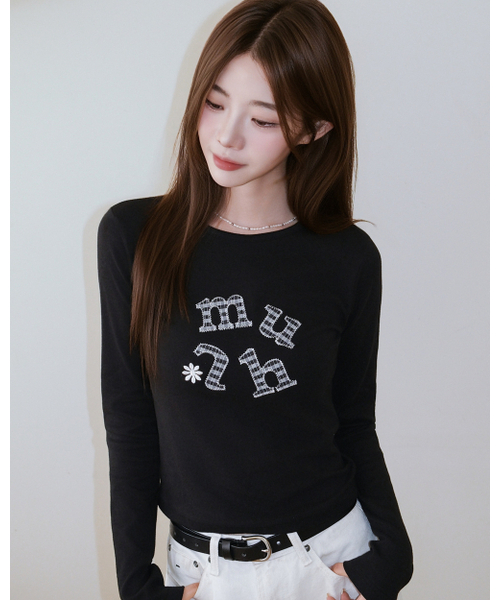 muahmuah（ムーアムーア）の「ダブルチェック 長袖Tシャツ [ブラック]（Tシャツ/カットソー・レディース・その他・FREE）」の2枚目の写真