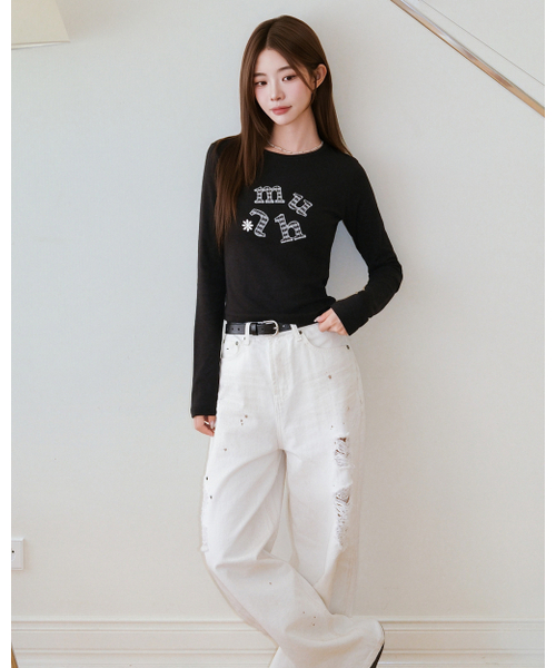 muahmuah（ムーアムーア）の「ダブルチェック 長袖Tシャツ [ブラック]（Tシャツ/カットソー・レディース・その他・FREE）」の4枚目の写真