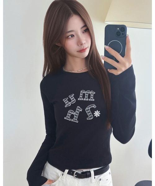 muahmuah（ムーアムーア）の「ダブルチェック 長袖Tシャツ [ブラック]（Tシャツ/カットソー・レディース・その他・FREE）」の5枚目の写真