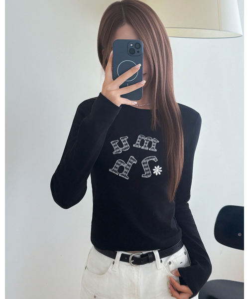 muahmuah（ムーアムーア）の「ダブルチェック 長袖Tシャツ [ブラック]（Tシャツ/カットソー・レディース・その他・FREE）」の6枚目の写真