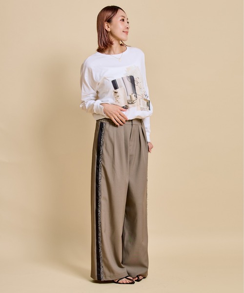 LHELBIE(レルビエ)の「プリントポンチョロンT(Tシャツ/カットソー・レディース・ブラウン/オフホワイト/チャコールグレー・M)」の14枚目の写真