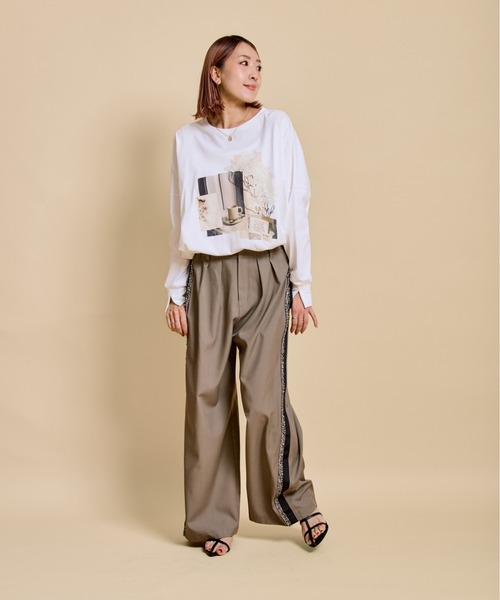 LHELBIE(レルビエ)の「プリントポンチョロンT(Tシャツ/カットソー・レディース・ブラウン/オフホワイト/チャコールグレー・M)」の15枚目の写真