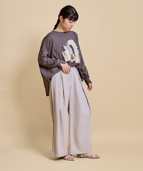 LHELBIE(レルビエ)の「プリントポンチョロンT(Tシャツ/カットソー・レディース・ブラウン/オフホワイト/チャコールグレー・M)」の17枚目の写真