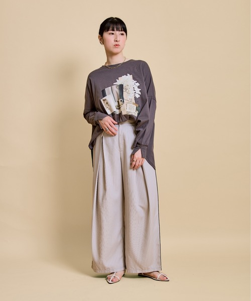 LHELBIE(レルビエ)の「プリントポンチョロンT(Tシャツ/カットソー・レディース・ブラウン/オフホワイト/チャコールグレー・M)」の16枚目の写真