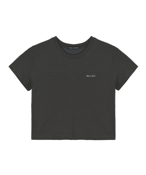 NICK&NICOLE(ニックアンドニコール)の「SEAM HALF TOP_CHARCOAL(Tシャツ/カットソー・レディース・その他・FREE)」の1枚目の写真
