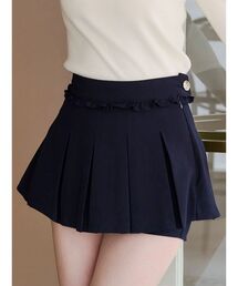タックプリーツレイヤードミニパンツ
