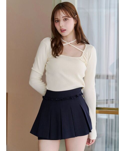 CALNAMUR(カルナムール)の「タックプリーツレイヤードミニパンツ(スカート・レディース・ネイビー/グレー・FREE)」の22枚目の写真