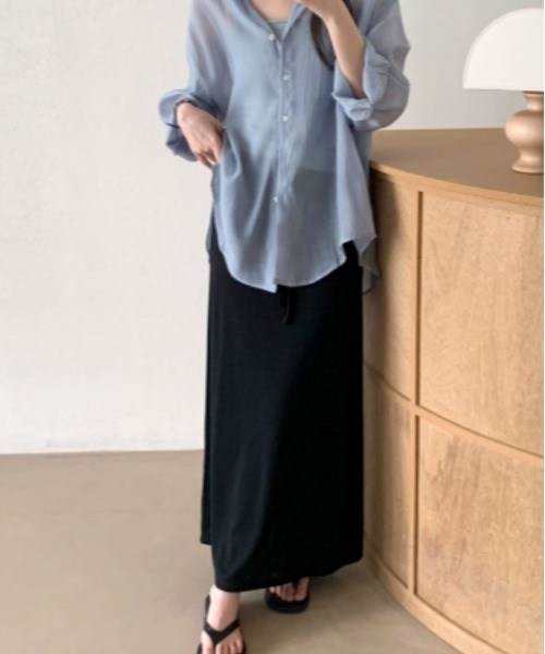 LOENNE(ロエヌ)の「Drawstring Maxi Skirt / ドローストリングマキシスカート(スカート・レディース・ネイビー/ブラック/グレー・FREE)」の18枚目の写真