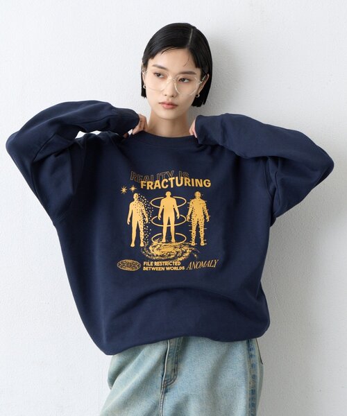 CIAOPANIC TYPY(チャオパニックティピー)の「ヒューマングラフィック裏毛スウェット(スウェット・レディース・ネイビー/グレー/ベージュ・MEDIUM/LARGE)」の1枚目の写真