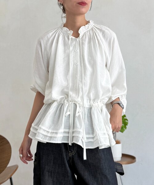 CPCM(シーピーシーエム)の「【WEB限定】ネックフリル長袖ブラウス(シャツ/ブラウス・レディース・イエロー/ブラック/ホワイト・FREE)」の13枚目の写真