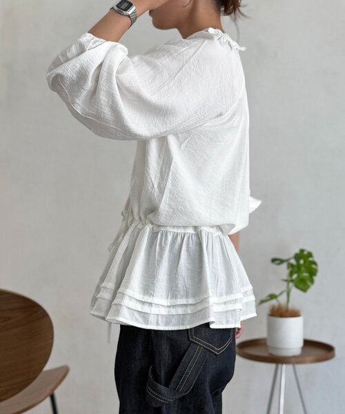 CPCM(シーピーシーエム)の「【WEB限定】ネックフリル長袖ブラウス(シャツ/ブラウス・レディース・イエロー/ブラック/ホワイト・FREE)」の14枚目の写真