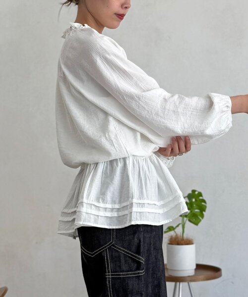 CPCM(シーピーシーエム)の「【WEB限定】ネックフリル長袖ブラウス(シャツ/ブラウス・レディース・イエロー/ブラック/ホワイト・FREE)」の16枚目の写真