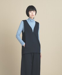 SMOOTHKEEP ジョーゼットVネックベスト【着用シワ軽減/マシンウォッシュ】