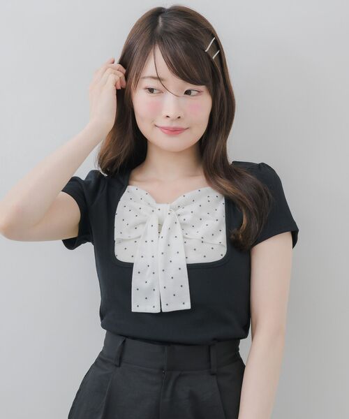 ems excite(エムズエキサイト)の「BIGリボン切替Tシャツ(Tシャツ/カットソー・レディース・ブラック/ピンク/ブラウン・FREE)」の19枚目の写真