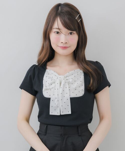 ems excite(エムズエキサイト)の「BIGリボン切替Tシャツ(Tシャツ/カットソー・レディース・ブラック/ピンク/ブラウン・FREE)」の20枚目の写真