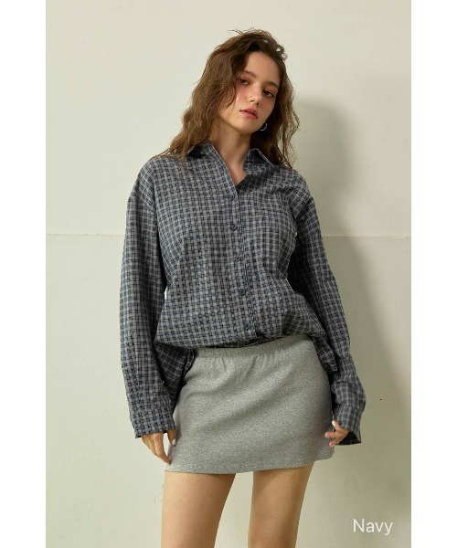ALEXIA STAM(アリシアスタン)の「Relaxed Plaid Shirt /リラックスチェックシャツ(シャツ/ブラウス・レディース・ネイビー/グレー/ブラウン・FREE)」の8枚目の写真