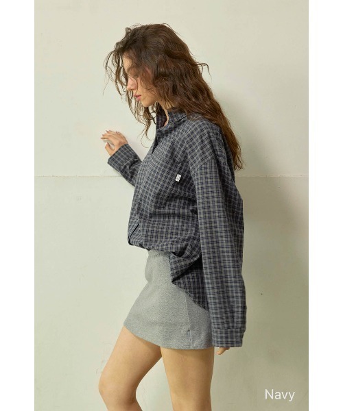ALEXIA STAM(アリシアスタン)の「Relaxed Plaid Shirt /リラックスチェックシャツ(シャツ/ブラウス・レディース・ネイビー/グレー/ブラウン・FREE)」の9枚目の写真