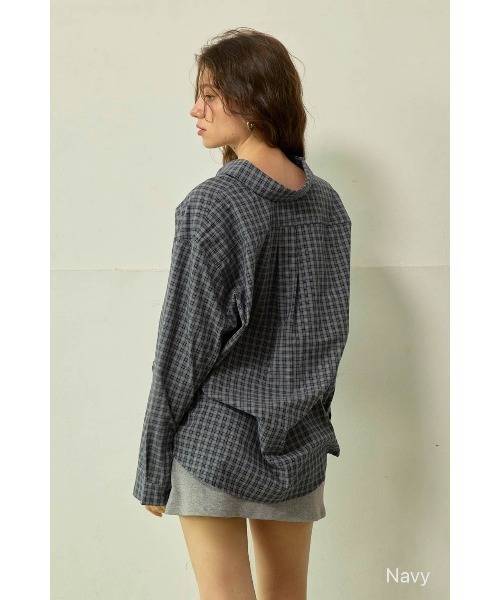 ALEXIA STAM(アリシアスタン)の「Relaxed Plaid Shirt /リラックスチェックシャツ(シャツ/ブラウス・レディース・ネイビー/グレー/ブラウン・FREE)」の10枚目の写真