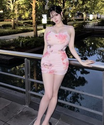 【tinkerend × mzoixo】Floral Cami Mini Dress / フローラルキャミミニワンピース