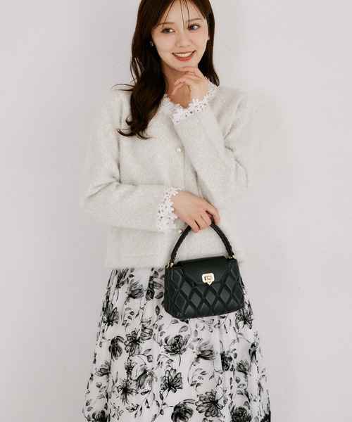 tocco closet(トッコ クローゼット)の「【ZOZO限定】レース×パール装飾ニットジャケット(ニット/セーター・レディース・グレー/ベージュ・M)」の21枚目の写真