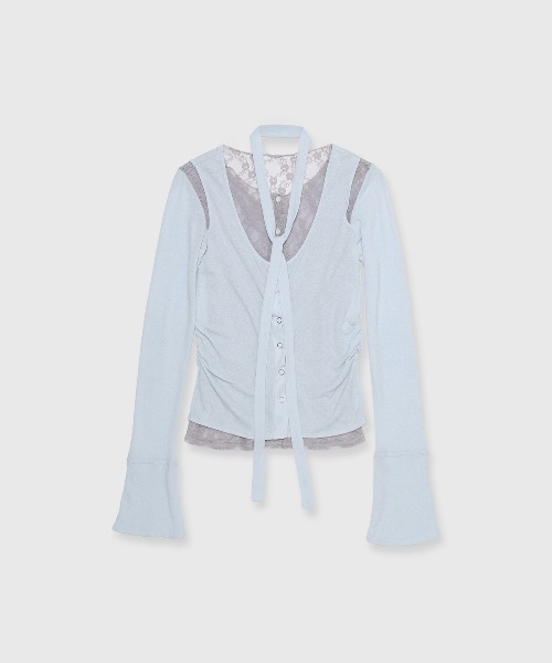 JOSE MOON(ジョゼムーン)の「LAYERED LACE CHOKER TOPS/レイヤードレースチョーカートップス(Tシャツ/カットソー・レディース・ホワイト/ブラック/グレー/サックスブルー・FREE)」の4枚目の写真