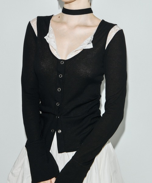 JOSE MOON(ジョゼムーン)の「LAYERED LACE CHOKER TOPS/レイヤードレースチョーカートップス(Tシャツ/カットソー・レディース・ホワイト/ブラック/グレー/サックスブルー・FREE)」の7枚目の写真