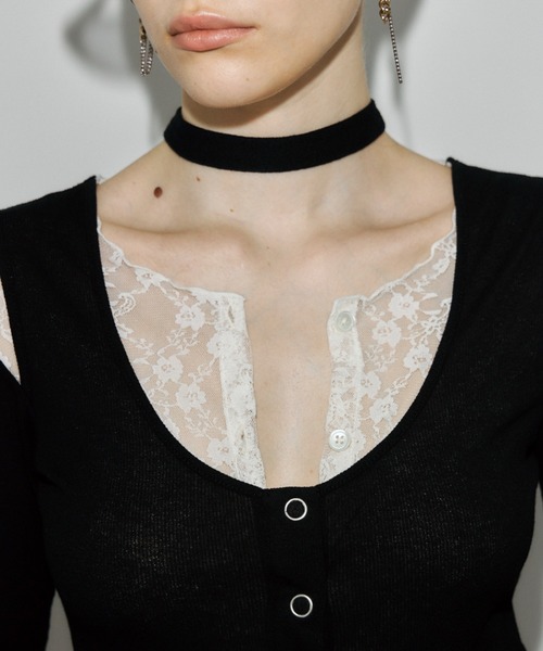 JOSE MOON(ジョゼムーン)の「LAYERED LACE CHOKER TOPS/レイヤードレースチョーカートップス(Tシャツ/カットソー・レディース・ホワイト/ブラック/グレー/サックスブルー・FREE)」の8枚目の写真
