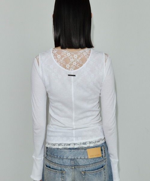 JOSE MOON(ジョゼムーン)の「LAYERED LACE CHOKER TOPS/レイヤードレースチョーカートップス(Tシャツ/カットソー・レディース・ホワイト/ブラック/グレー/サックスブルー・FREE)」の19枚目の写真