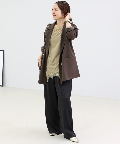 Aletta vita(アレッタビータ)の「シアーベロアx裾レース長袖プルオーバー(Tシャツ/カットソー・レディース・ブラック/グレイッシュベージュ・FREE)」の11枚目の写真
