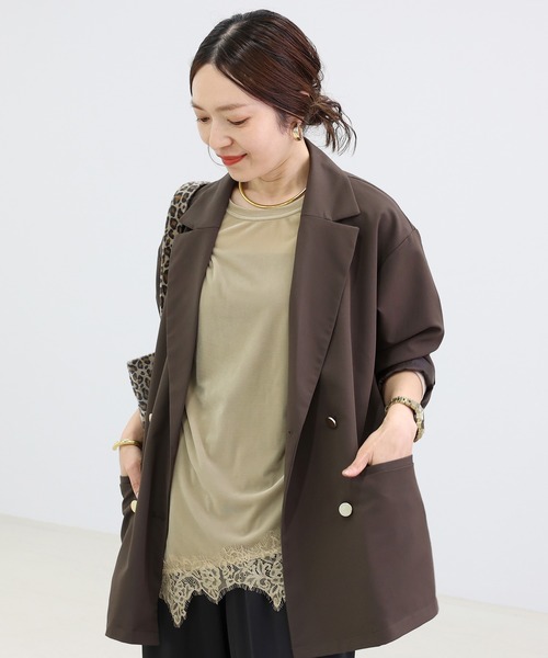 Aletta vita(アレッタビータ)の「シアーベロアx裾レース長袖プルオーバー(Tシャツ/カットソー・レディース・ブラック/グレイッシュベージュ・FREE)」の9枚目の写真
