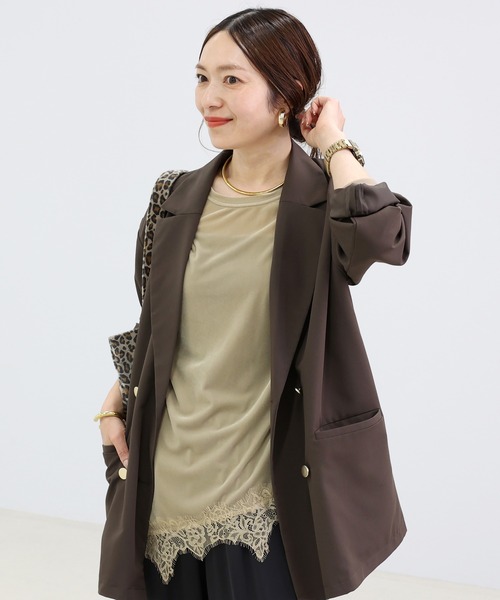 Aletta vita(アレッタビータ)の「シアーベロアx裾レース長袖プルオーバー(Tシャツ/カットソー・レディース・ブラック/グレイッシュベージュ・FREE)」の10枚目の写真
