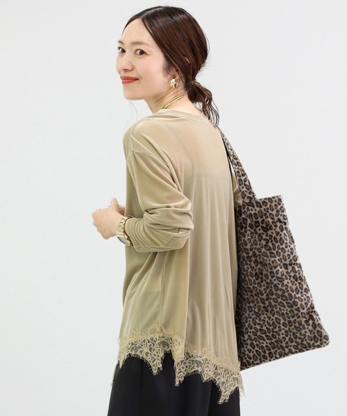 Aletta vita(アレッタビータ)の「シアーベロアx裾レース長袖プルオーバー(Tシャツ/カットソー・レディース・ブラック/グレイッシュベージュ・FREE)」の8枚目の写真